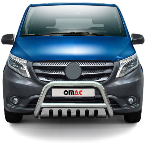 Pare-Buffle Avant Pour Mercedes Vito W447 2014-2019 Pre-FL en Acier Inox Argent
