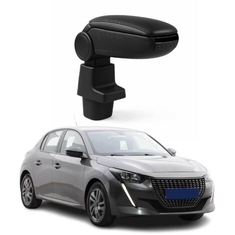 OMAC Accoudoir pour Peugeot 208 / 2008 2019-2026 - Snap-On - ABS + Simili Cuir - Aucune Perçage ou Installation - Installation Facile Noir