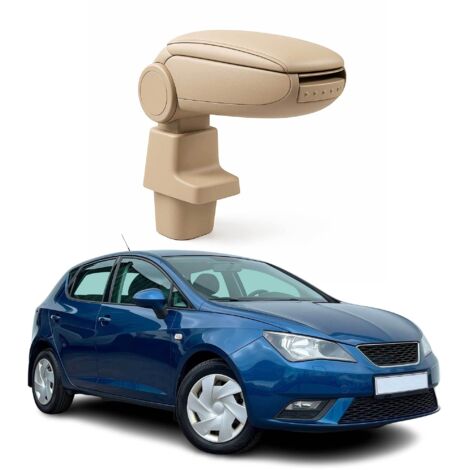 OMAC Accoudoir pour Seat Ibiza 2008-2017 - Snap-On - ABS + Simili Cuir - Aucune Perçage ou Installation - Installation Facile Beige (1/5)
