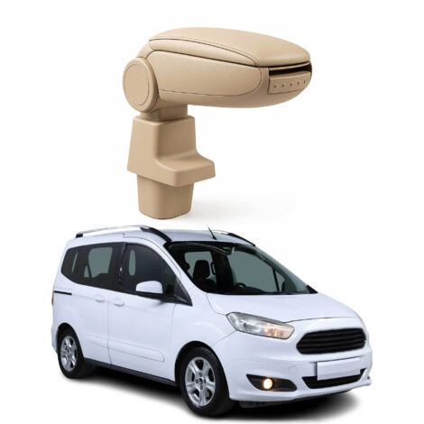 OMAC Accoudoir pour Ford Transit Tourneo Courier 2014-2024 - Snap-On - ABS + Simili Cuir - Aucune Perçage ou Installation - Installation Facile Beige (1/5)
