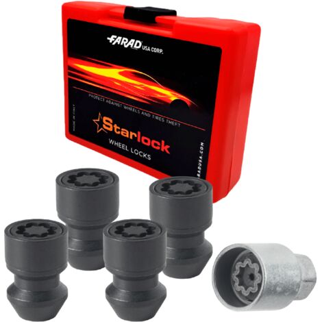 Vis de roue antivol pour Renault Arkana Ibrida dès 2019 M12x1,25 acier Noir lot de 4 avec clé