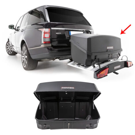Coffre arrière Menabo Mizar - Boîte de Transport sur Support d'attelage - Coffre à Bagages arrière - Porte-Bagages arrière de Voiture Noir - 300 litres - 30 Kg