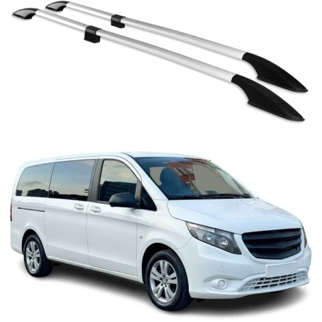 Barres de Toit Longitudinale pour Mercedes Vito W639 W447 2003 à 2023 Empattement Moyen L2, Rails de Toit Longitudinales pour Voiture, Gris, Capacité de Charge 75 kg