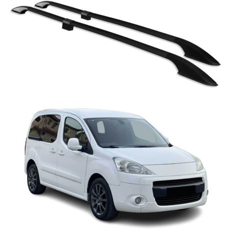 OMAC Barres de Toit longitudinales pour Peugeot Partner Tepee 2008-18 L1 Alu Noir 2X