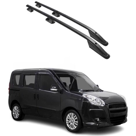 OMAC Barres de Toit longitudinales pour Fiat Doblo 2010-2021 L1 Aluminium Noir (1/5)