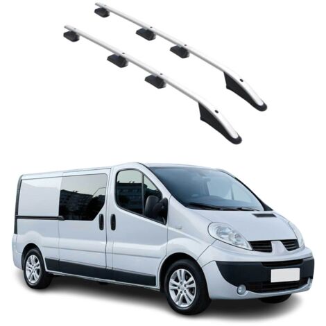 Barres de Toit longitudinales pour Renault Trafic / Opel Vivaro A 2001-2014 L2 Empattement long Aluminium Gris