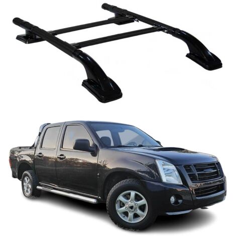 OMAC KIT Barres de Toit Trans+Long Compatible avec Isuzu D-Max 2006-2012 Aluminium Noir
