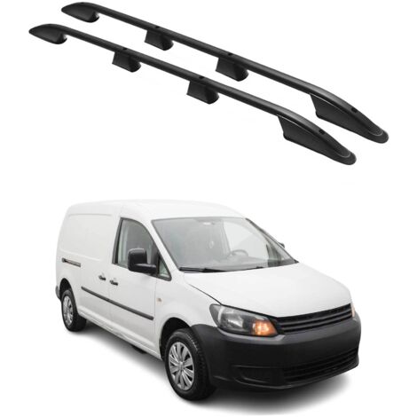 OMAC Barres de Toit longitudinales pour VW Caddy 2010-2015 L2 Long Aluminium Noir (1/5)