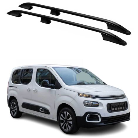 OMAC Barres de Toit Longitudinales pour Citroen Berlingo 2018-2024 L1 Alu Noir (1/5)