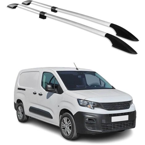 OMAC Barres de Toit longitudinales pour Peugeot Partner 2018-2026 L2 Long Alu Gris