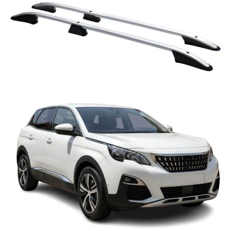 OMAC Barres de Toit longitudinales Compatible avec Peugeot 3008 2013-2016 Aluminium Gris