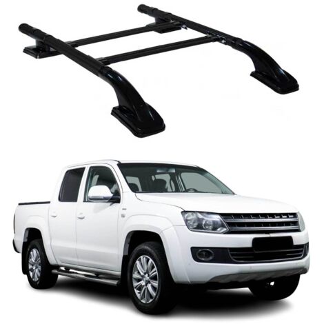KIT Barres de Toit Trans+Long Compatible avec VW Amarok Double Cab 2010-2024 Alu Noir