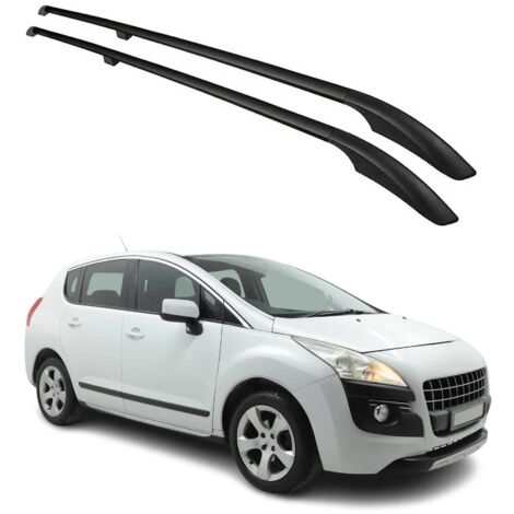 OMAC Barres de Toit longitudinales Compatible avec Peugeot 3008 2009-2016 Aluminium Noir