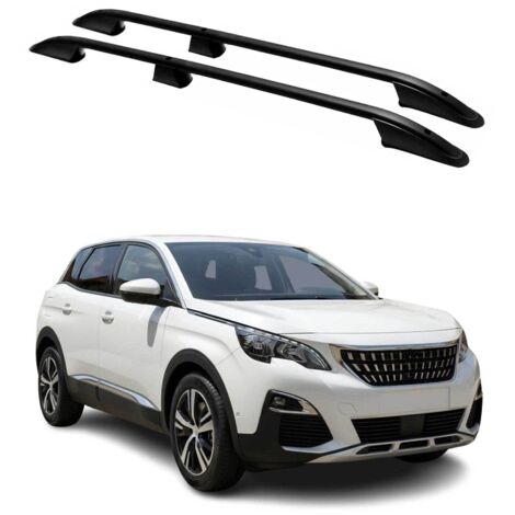 OMAC Barres de Toit longitudinales Compatible avec Peugeot 3008 2013-2016 Aluminium Noir