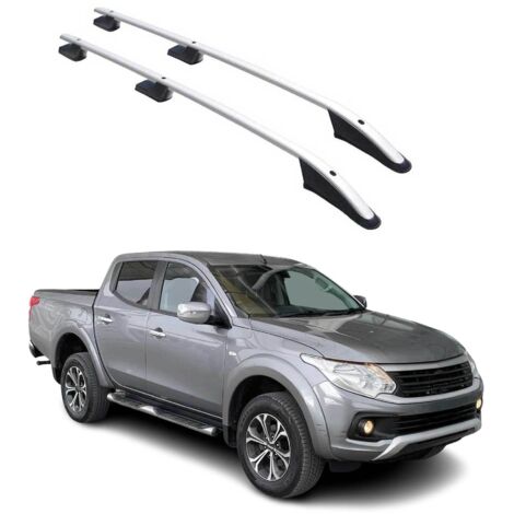 OMAC Barres de Toit longitudinales Compatible avec Fiat Fullback 2015-2021 Aluminium Gris (1/5)