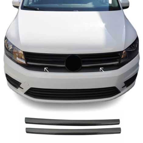Moulure de Grille de Calandre Compatible avec VW Caddy 2015-2020, Garniture Baguette de Calandre en Carbone Noir (1/5)