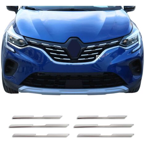 Moulure de calandre avant pour Renault Captur 2019-2026 6Pcs en Acier Silver
