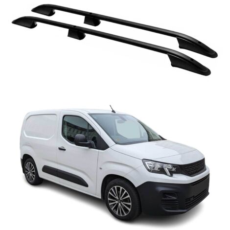 OMAC Barres de Toit longitudinales pour Peugeot Partner 2018-2024 L1 Court Alu Noir