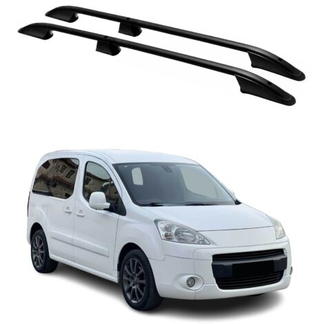Barres de toit longitudinales pour Peugeot Partner Tepee 2008-2018 L1 Alu Noir (1/5)