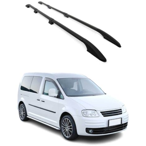 Barres de Toit longitudinales pour VW Caddy Maxi 2003-2015 L2 Aluminium Noir
