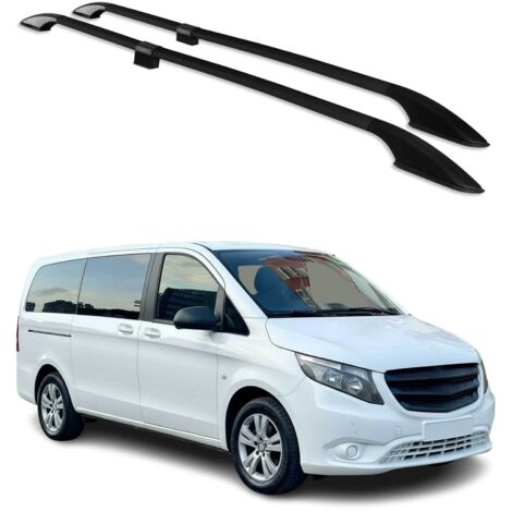 Barres de Toit Longitudinales Compatible avec Mercedes Vito W639 W447 2003-2024 L2 Alu Noir
