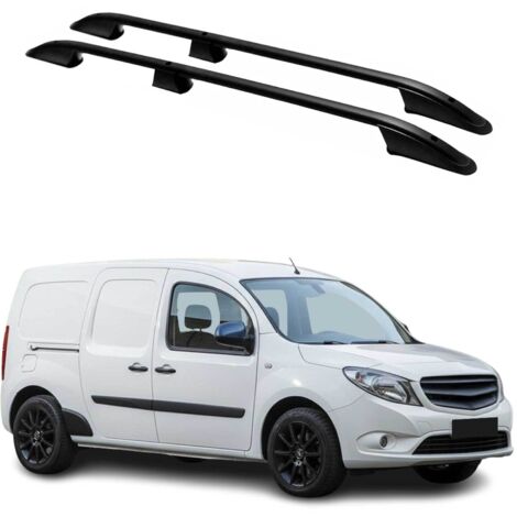 OMAC Barres de Toit longitudinales pour Mercedes Citan 2012-2021 L2 Long Alu Noir (1/5)