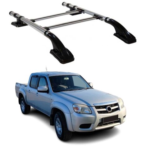 OMAC KIT Barres de Toit Trans+Long Compatible avec Mazda BT-50 2007-2012 Aluminium Gris