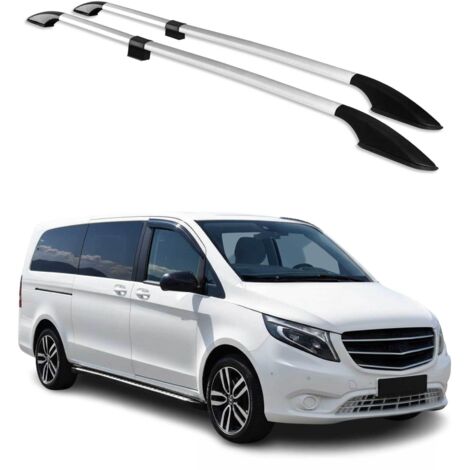 Barres de Toit longitudinales Compatible avec Mercedes Vito / V Classe W447 2014-2026 L3 Long Aluminium Gris 2Pcs