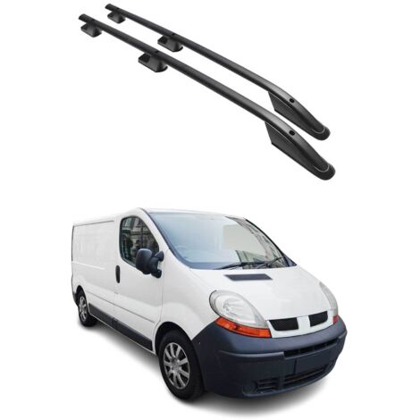 OMAC Barres de Toit longitudinales pour Renault Trafic / Opel Vivaro A 2001-2014 L1 Court Aluminium Noir (1/5)