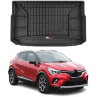 Tapis de Coffre 3D TPE Premium Compatible avec Renault Captur II 2019 à 2023, Bac de Protection de Coffre Intérieur antidérapant Revêtement de Coffre Bords Hauts pour Voiture Noir