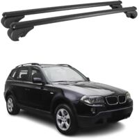 OMAC Barres de toit en aluminium pour BMW X3 E83 2003-2010 – TÜV / DIN 75302:2019 – Antivol inclus – Charge max 75 kg – 2 barres Noir