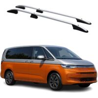 OMAC Barres De Toit Longitudinales compatibles avec VW T7 Multivan 2021-2026 Aluminium Gris 2Pcs