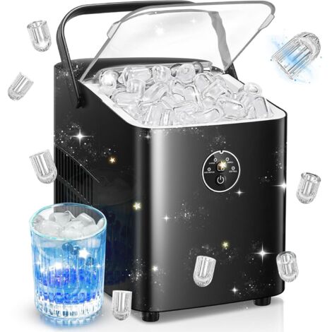 Machine à glaçons, 14 kg/24 h, glaçons en 6 min, 2 tailles de glaçons ronds, autonettoyante, pour fêtes/bureau