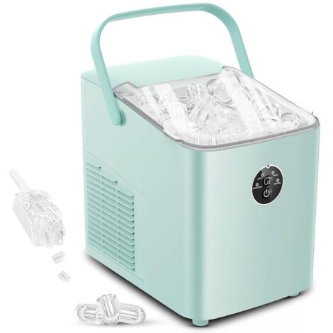 Machine à glaçons, 14 kg/24 h, glaçons en 6 min, 2 tailles de glaçons ronds, autonettoyante, pour fêtes/bureau