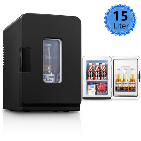 Mini-réfrigérateur 15 L, Refroidissement et chauffage 2 en 1, Portable, AC/DC, noir, FOHERE