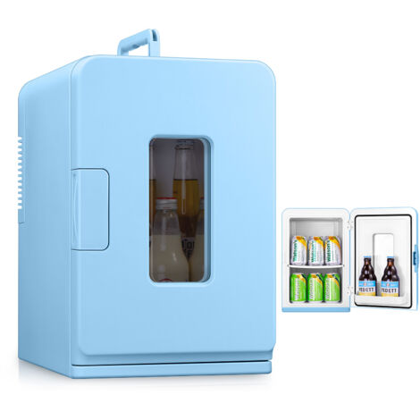 Mini-réfrigérateur 15 L, Refroidissement et chauffage 2 en 1, Portable,  AC/DC, bleu, FOHERE