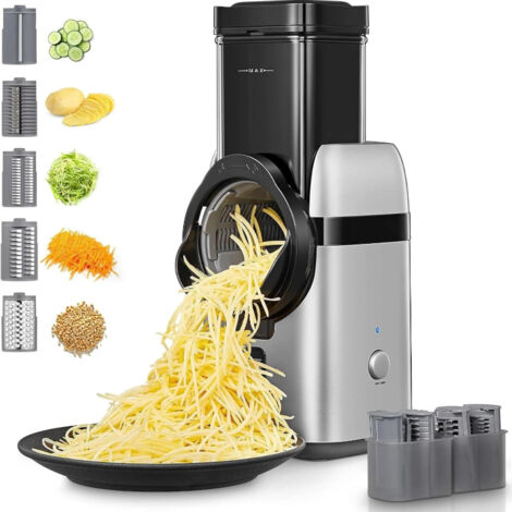 Trancheuse electrique , 5 en 1 râpe à légumes, Extra-large de 95 mm de diamètre, Avec boîte de rangement, FOHERE