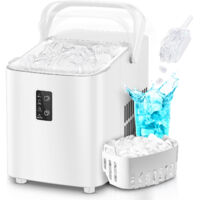 Machine à glaçons, glaçons en 5 min, 14 kg/24 h, autonettoyante, 2 tailles, cuisine/bureau/bar/fêtes, avec poignée