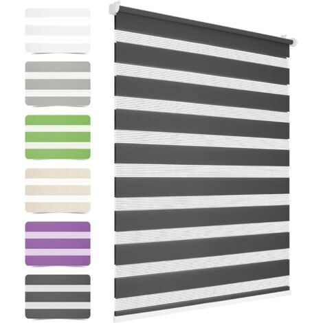 HOMEDEMO Store Enrouleur Jour Nuit sans Chaîne sans Perçage, Rideau, Double Tissu avec Clips Store occultant pour Fenêtre & Porte, 90 x 120 cm, Anthracite