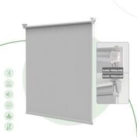 HOMEDEMO Store Enrouleur Occultant Isolant Thermique Opaque, Rideau Occultant, Fixation avec ou sans Perçage, 50l x 130L cm, Largeur du Tissu 50cm, Gris Clair