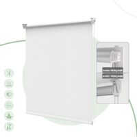 HOMEDEMO Store Enrouleur Occultant Isolant Thermique Opaque, Rideau Occultant, Fixation avec ou sans Perçage, 55l x 130L cm, Largeur du Tissu 55cm, Blanc