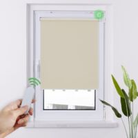 HOMEDEMO Stores Enrouleur Occultant Électriques M100, Moteur & Télécommande, avec ou sans Perçage, Rideau de Protection Solaire pour Fenêtres, 95 x 130 cm, Crème