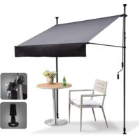 HOMEDEMO Store Balcon, Résistant aux UV, Auvent Manuel Rétractable, Store Banne Hauteur et Inclinaison Réglable, Store pour Jardin, Patio, Gris Foncé, 200x125cm