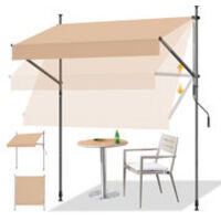 HOMEDEMO Store Balcon avec poignée réglable, Résistant aux UV, Auvent Manuel Rétractable, Store Banne Hauteur et Inclinaison Réglable, pour Jardin, Patio, Marron, 250x125cm