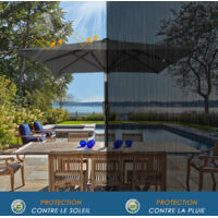 HOMEDEMO Parasol de Jardin Exterieur Inclinable Rectangulaire, Protection UV50+, pour Terrasse, Balcon, Piscine, Patio, 210x140cm , Anthracite