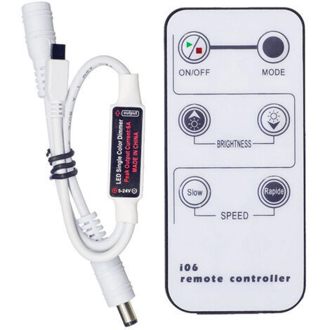 6 Key Touches IR Remote Control Télécommande Sans Fil, 5V / 12V / 24V 6A Mini Controller Contrôleur pour Bande de Monochrome (Couleur Unique) SMD LED (1/5)