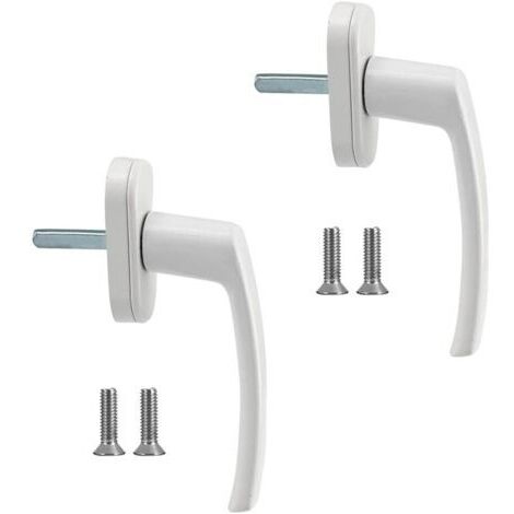 Poignées de fenêtre Poignée de fenêtre en alliage d'aluminium 2 pièces Poignée en aluminium massif Poignée de porte en aluminium blanc Compatible avec les fenêtres communes et les portes de balcon (1/5)