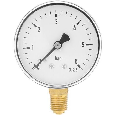 1/4"NPT 0-6 bar Manomètre de pression d'eau d'air Manomètre à montage latéral pour l'instrument de cadran d'huile d'air d'eau (1/5)
