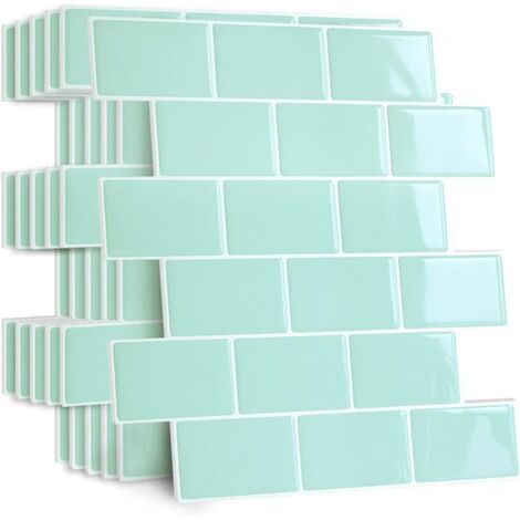 Plus épais Credence Adhesive pour Cuisine Salle de Bain, Faux Carrelage Adhesif Mural Noir Credence Cuisine Adhesive, ImperméAble Dalle PVC Adhesive Murale (1/5)