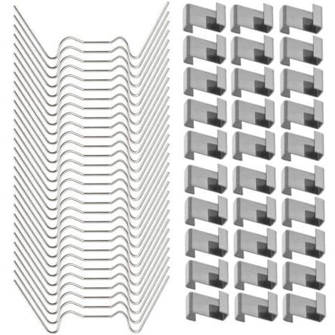 120 Pcs Clips de fixation pour vitre de verre à effet de serre en acier inoxydable (avec 60 clips de fil W pour vitrage en serre et 60 clips de chevauchement en Z pour vitrage de serre) (1/5)